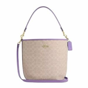 Coach Large City Bucket Bag With Signature Canvas With Iris Leather Trim NWOT